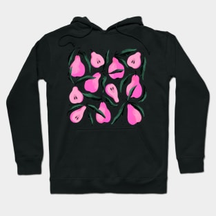 Pretty pink pear pattern with green leaves Hoodie